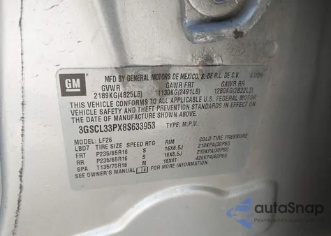 2008 Saturn Vue 4-Cyl Xe из США, поврежденный, VIN 3GSCL33PX8S633953